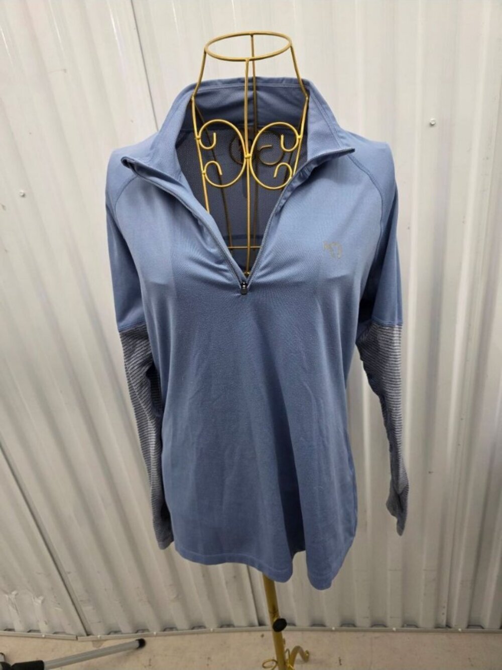 Kari Traa Women's Blue Gray M Quarter Zip Performance Activewear Top